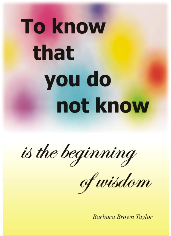 To know that you do not know is the beginning of wisdom